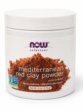 NOW Solutions Mediterranean Red Clay Powder 6 oz Pure Facial Cleanser Sensitive